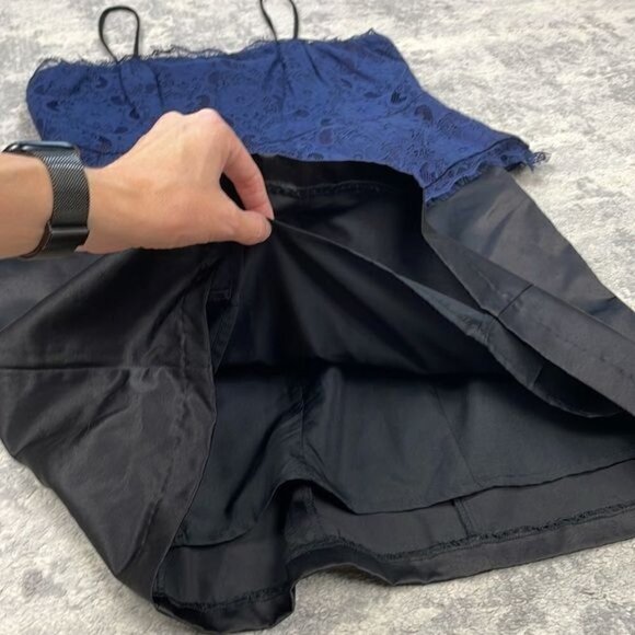 Kate Young for Target Colorblock Peplum Cocktail Party Dress Lace Satin Blue 14 - Picture 12 of 14